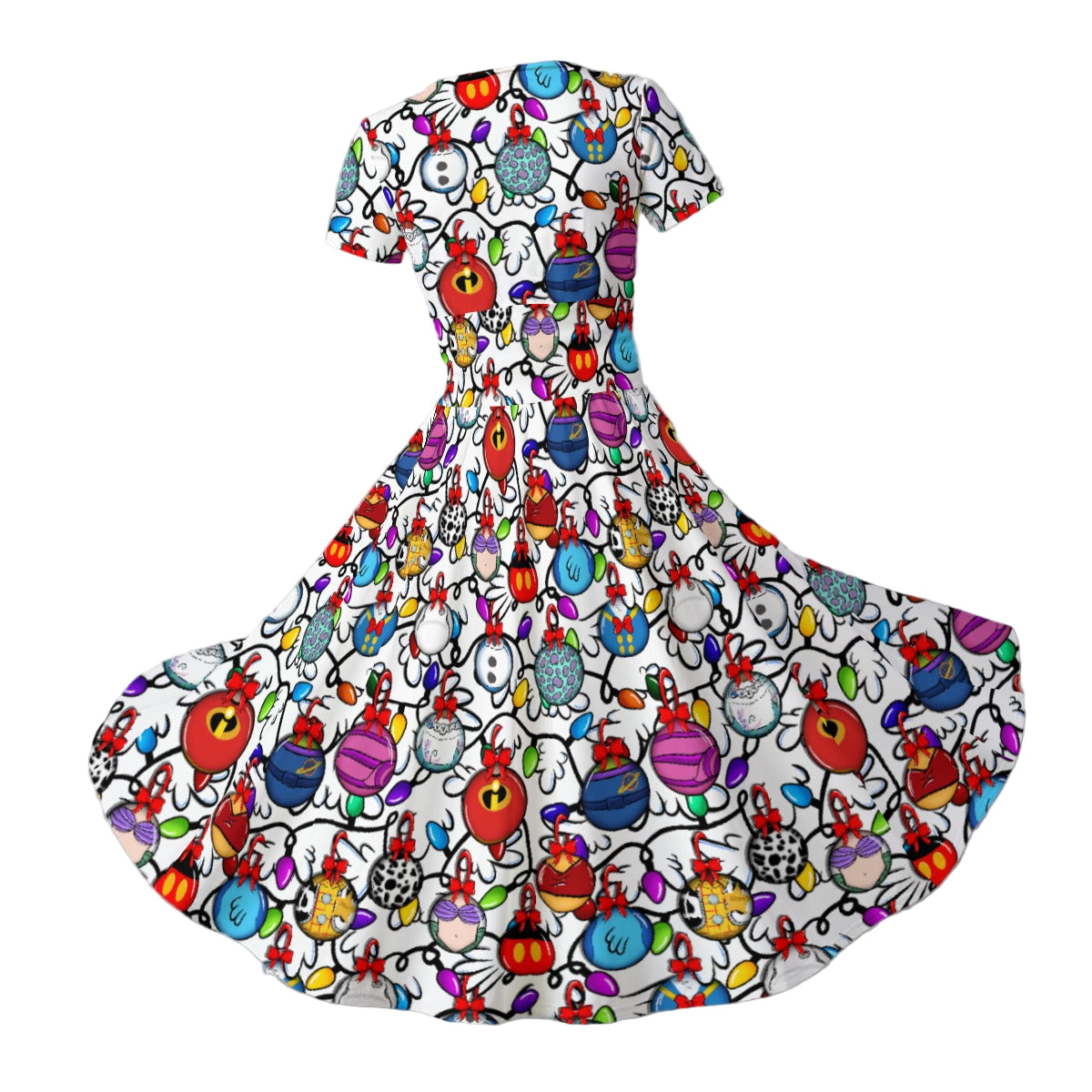 Festive Character Baubles on White - Women's V-Neck Ruched Midi Dress