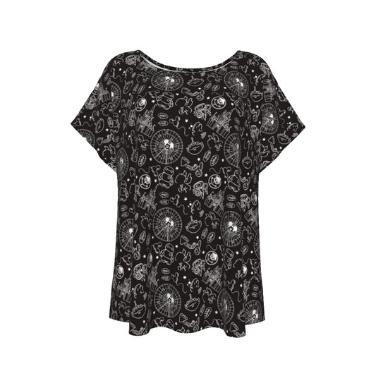 Monochrome Theme Park Icons - Women’s Relaxed Fit Scoop Tee