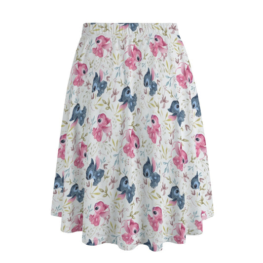 Blue Alien & Pink Friend Love - Women’s Pocket Midi Skirt