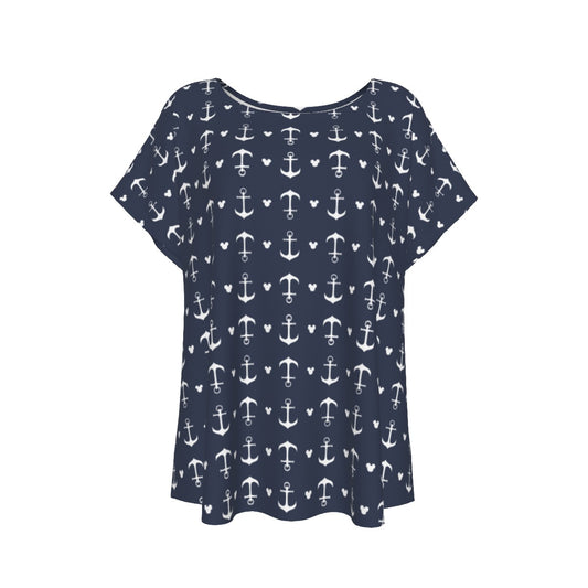 Anchors & Mouse Ears - Women’s Relaxed Fit Scoop Tee