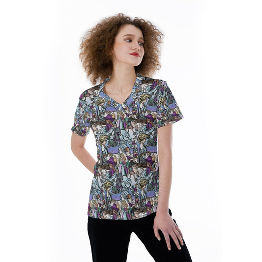 Enchanted Winter Journey - Women's Short Sleeve V-Neck T-Shirt