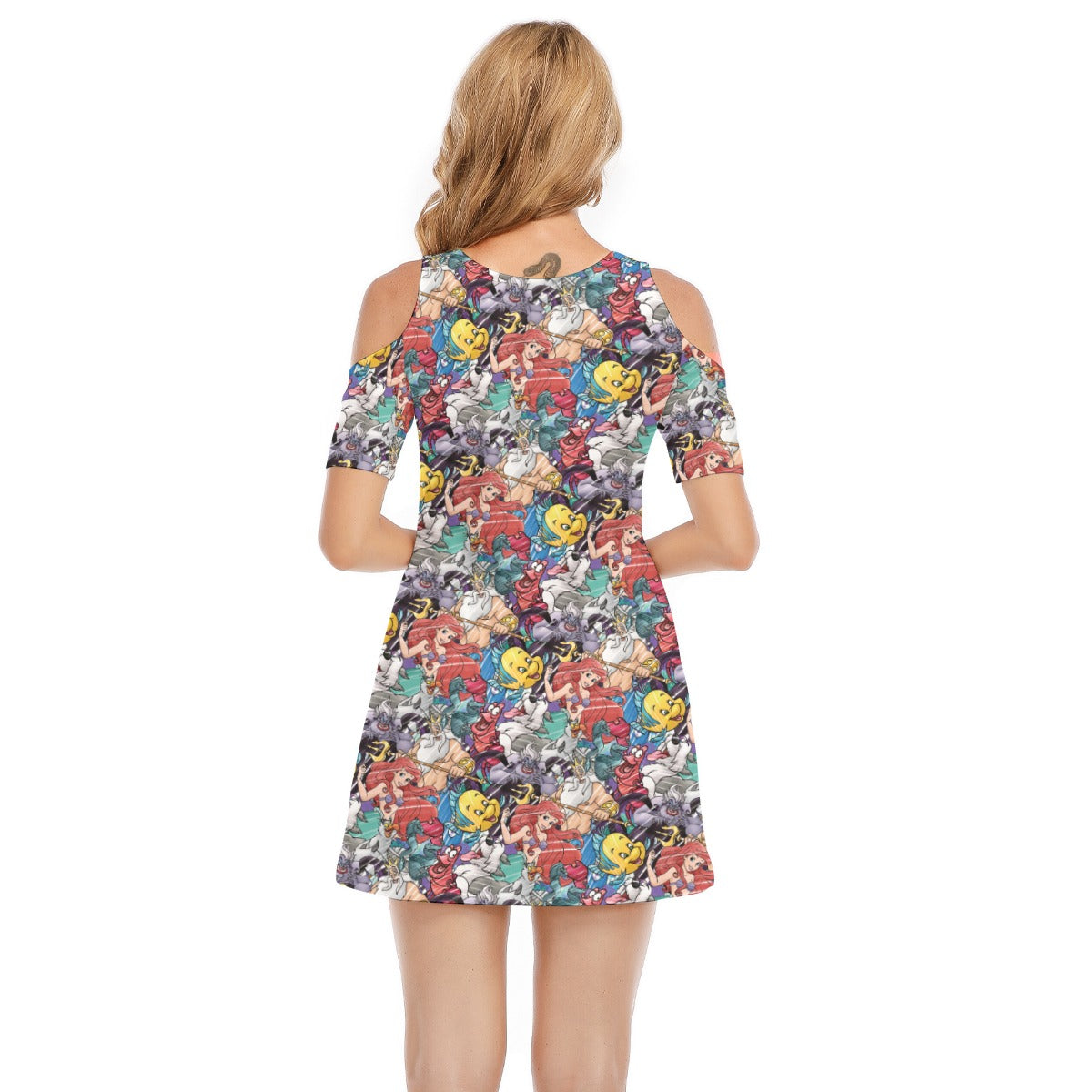 Undersea Crew Sketch - Women's Cold Shoulder Cotton Dress