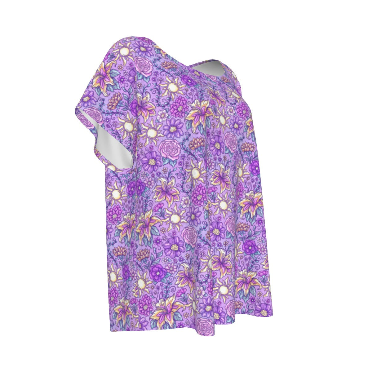 Fairytale Florals – Radiant Sunlight - Women’s Relaxed Fit Scoop Tee