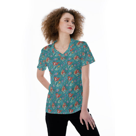 Whimsical Ocean Princess - Women's Short Sleeve V-Neck T-Shirt