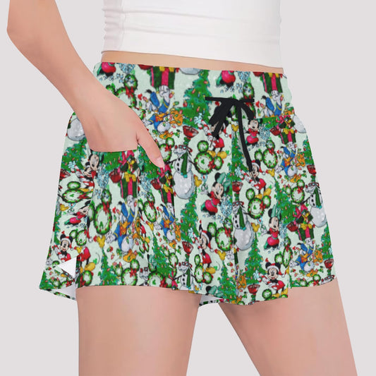 Mouse Friends Christmas Decorationsions - Girls’ Flowy Pocket Shorts