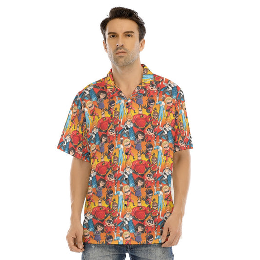 Super Squad Sketched - Men's Hawaiian Button Up Shirt
