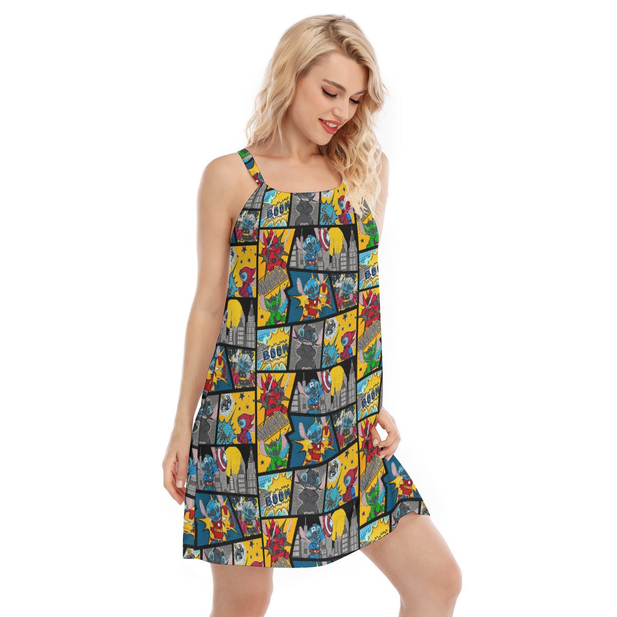 Superhero Stitch - Comic Action - Women’s Adjustable Sundress