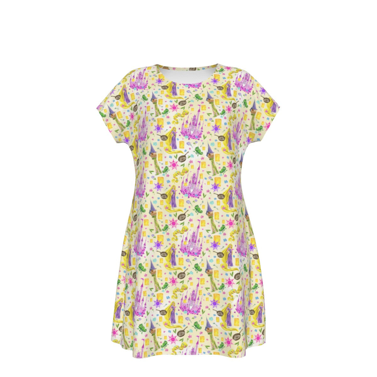 Watercolor Golden Hair Kingdom - Women's T-Shirt Dress