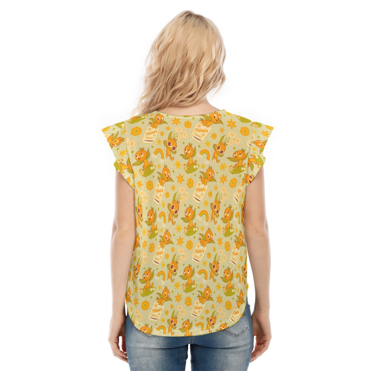 Vintage Citrus Garden - Women’s Flutter Sleeve Top