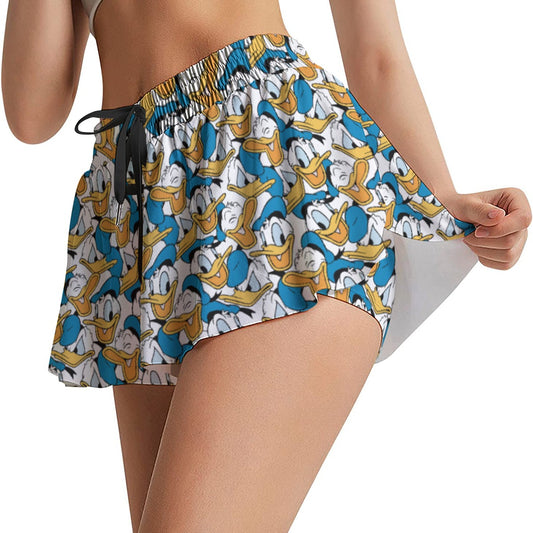 Many Faces of Feisty Duck - Women's Flowy Pocket Shorts