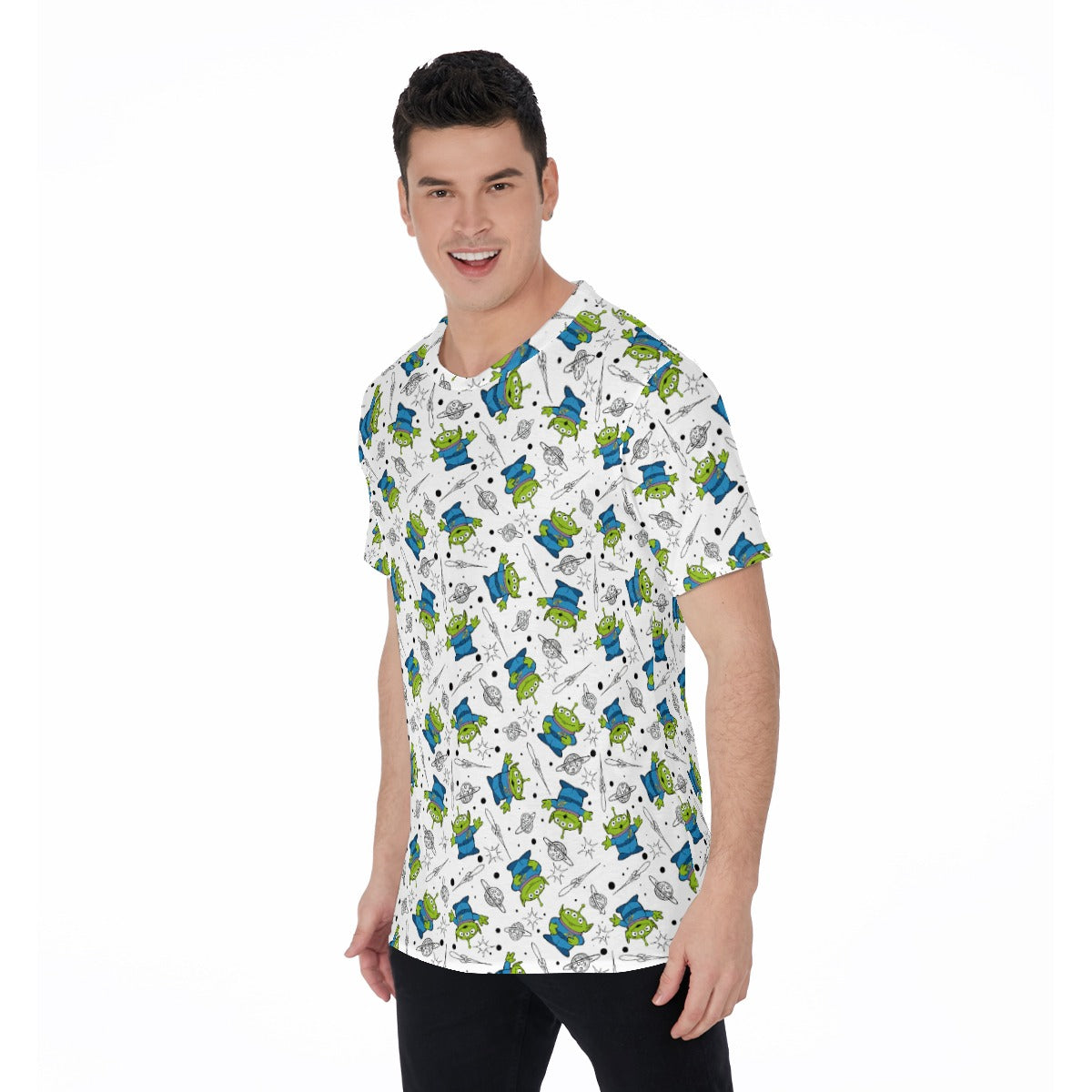 Playful Green Aliens on White - Men's Short Sleeve T-Shirt