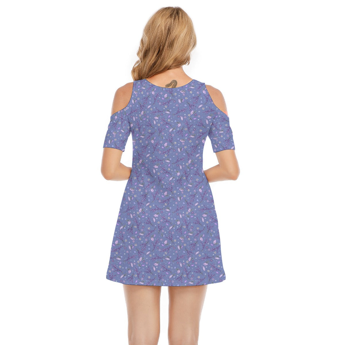Lavender Vibes - Women's Cold Shoulder Cotton Dress
