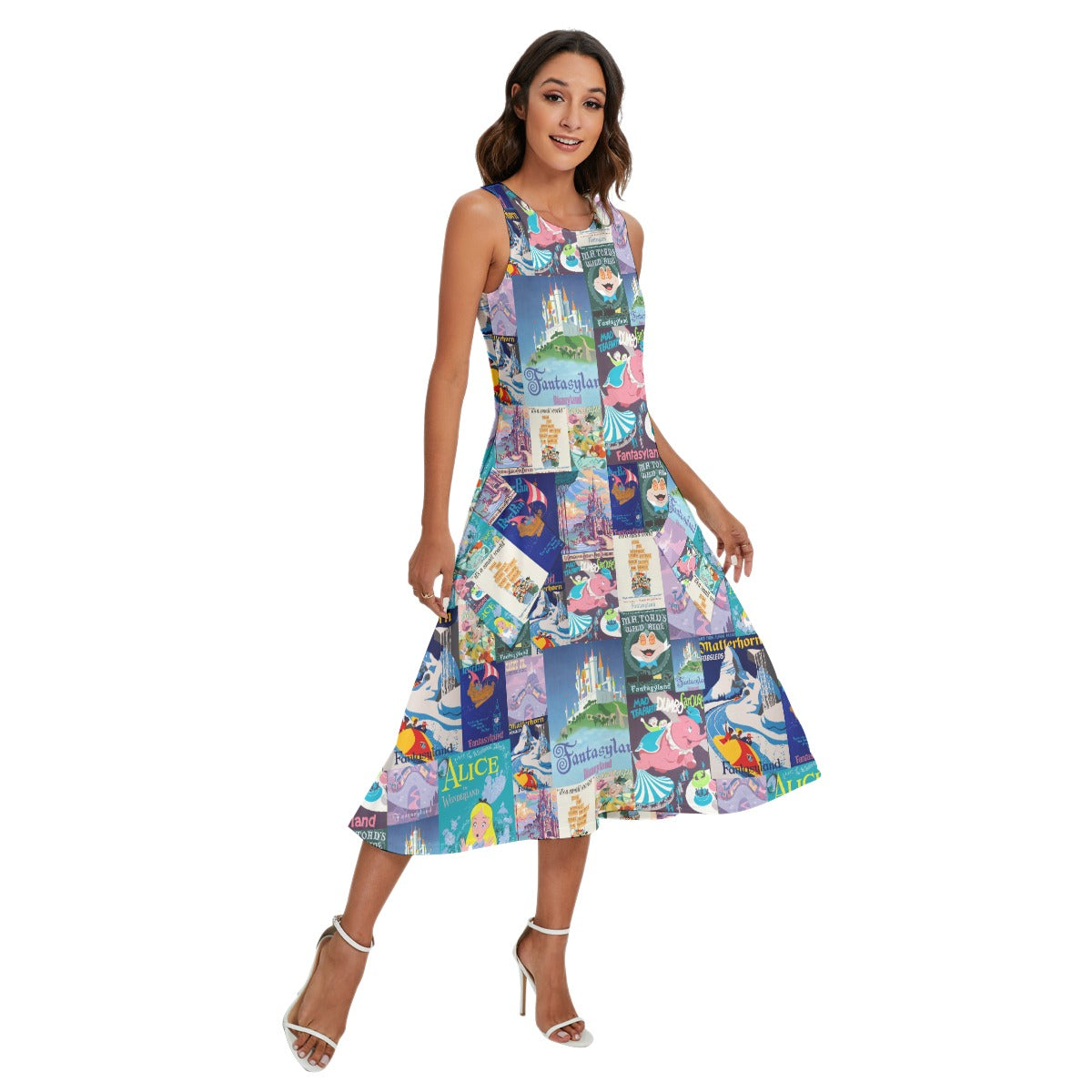 Vintage Fantasy Ride Posters - Women’s Diagonal Pocket Midi Dress