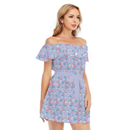 Bruni the Fire Spirit - Women's Off-shoulder Ruffle Dress