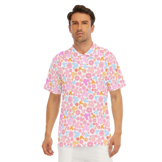 Retro Floral Mouse - Men's Polo Shirt