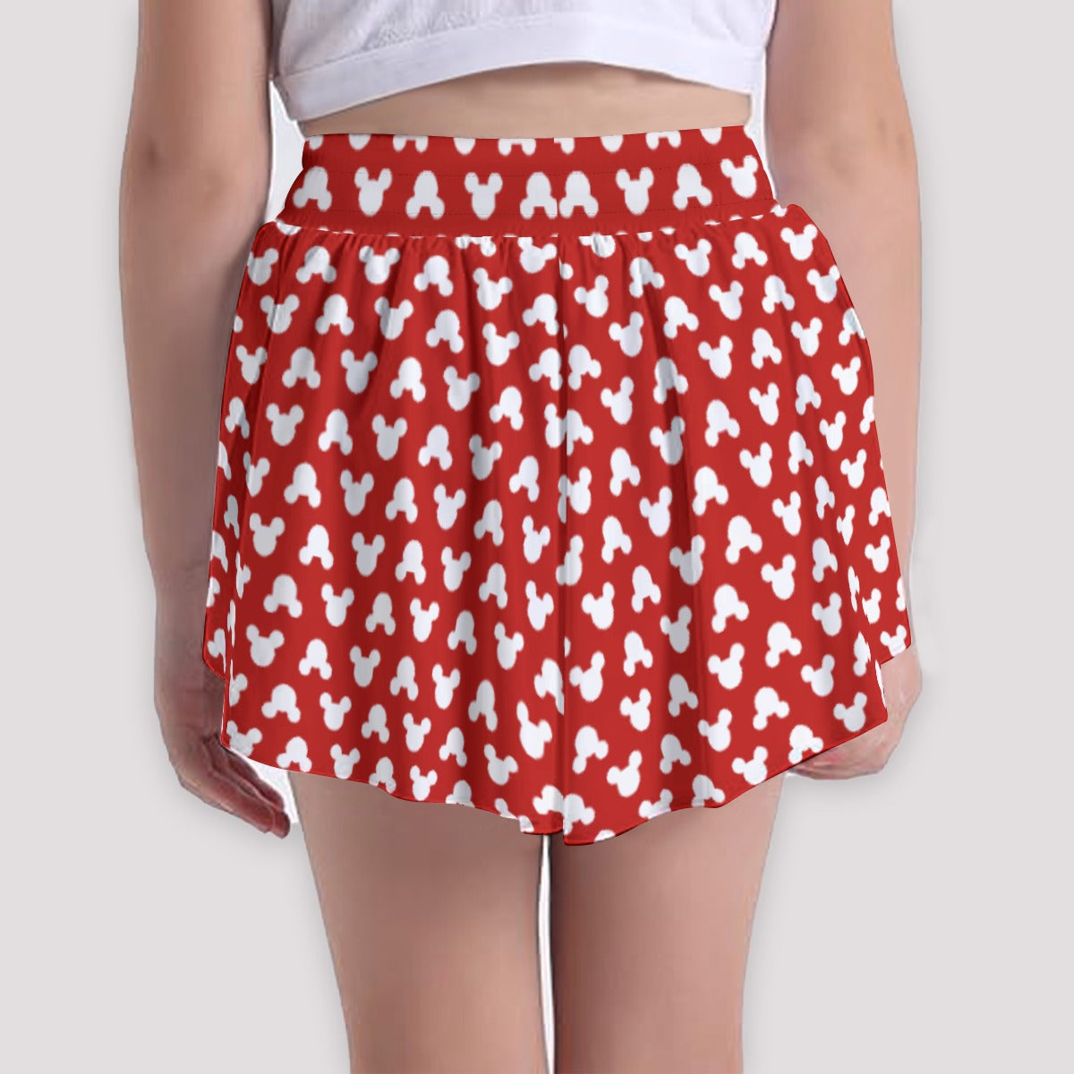 Playful Polka Dot Ears Red - Girls’ Flowy Pocket Shorts
