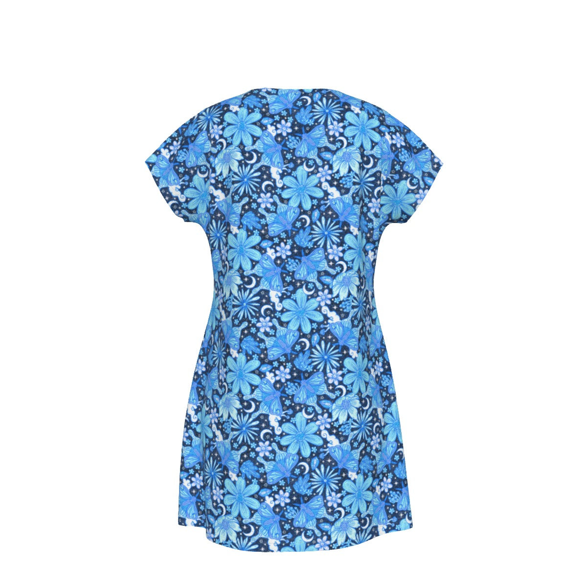 Blue Crystal Moths - Women's T-Shirt Dress
