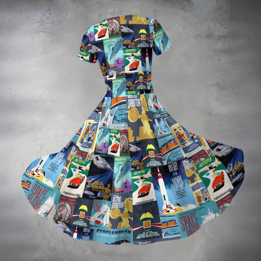 Vintage Tomorrow Ride Posters - Women's V-Neck Ruched Midi Dress