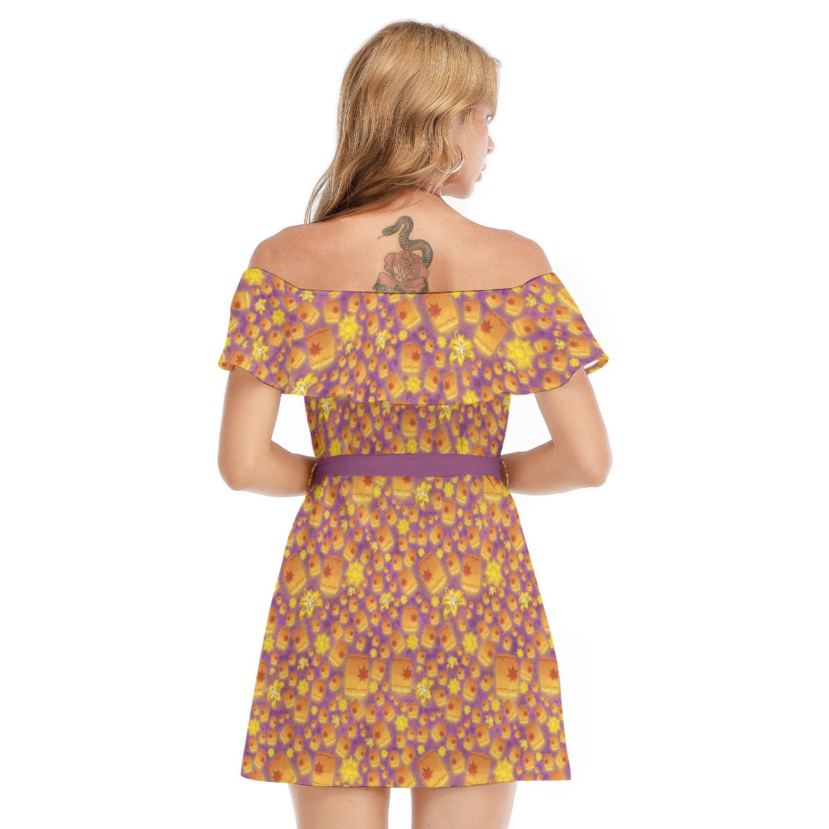 Lantern Glow Festival - Women's Off-shoulder Ruffle Dress