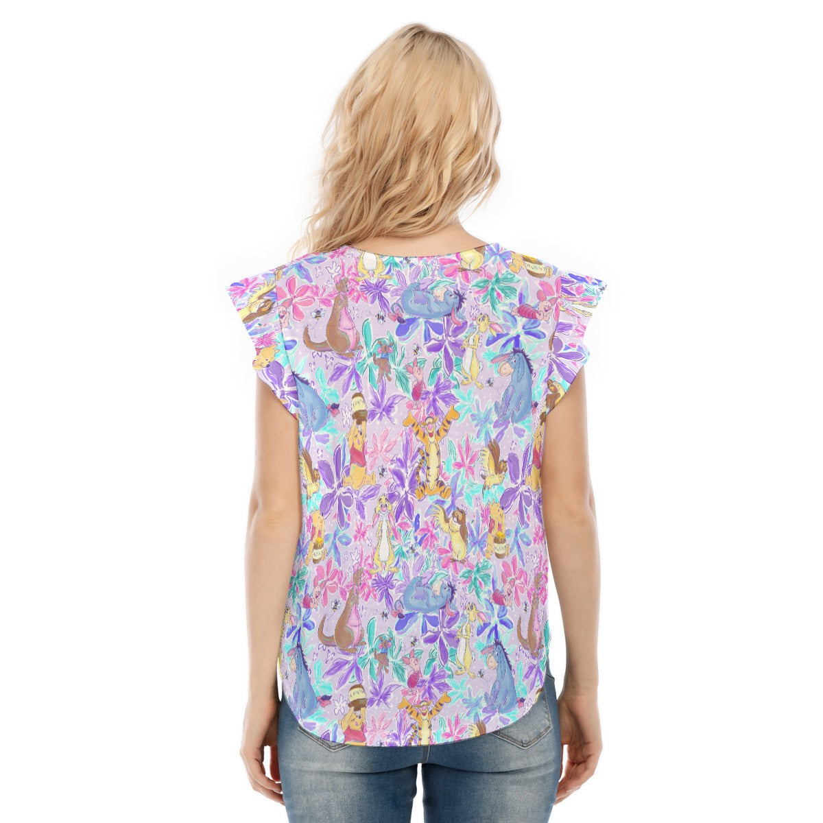 Storybook Friends in Bloom - Women’s Flutter Sleeve Top
