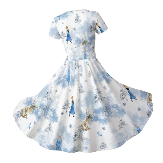 Enchanted Winter Landscape - Women's V-Neck Ruched Midi Dress