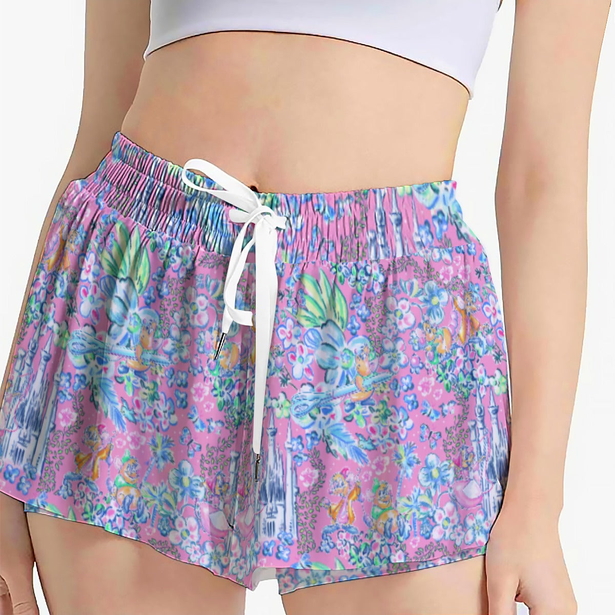 Bright Tropical Dreams - Enchanted Squeaky Helpers - Women's Flowy Pocket Shorts