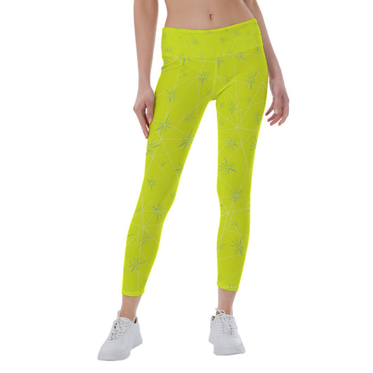 Joyful Blue & Yellow Florals - Women's Yoga Leggings