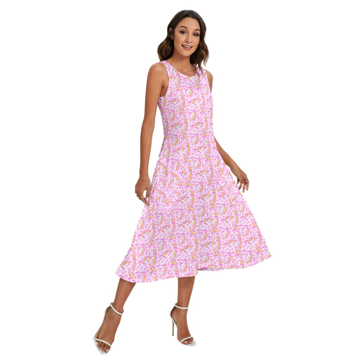 Unicorn Rainbows - Women’s Diagonal Pocket Midi Dress