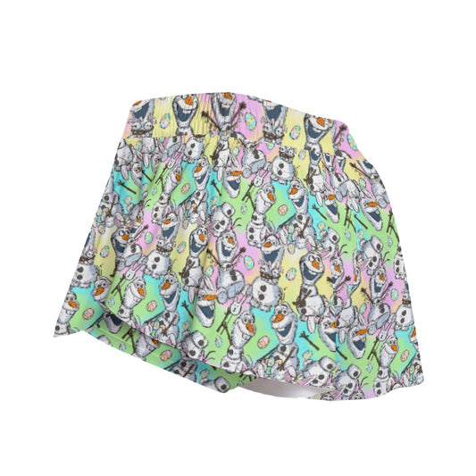 Sketched Snowman Easter - Women's Flowy Pocket Shorts