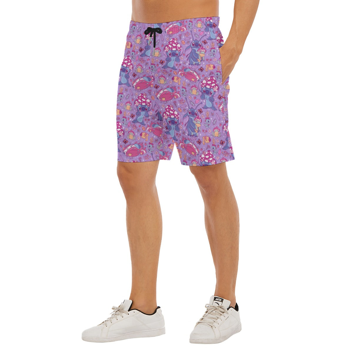 Blue Alien Mushroom Mischief - Men’s Pocket Beach Shorts