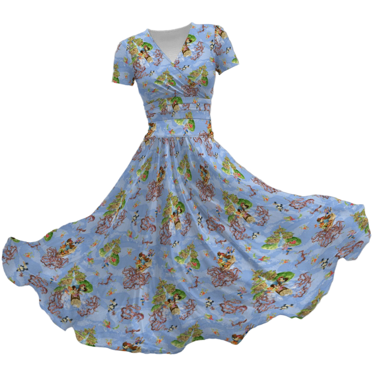 Briar Patch Splash - Women's V-Neck Ruched Midi Dress