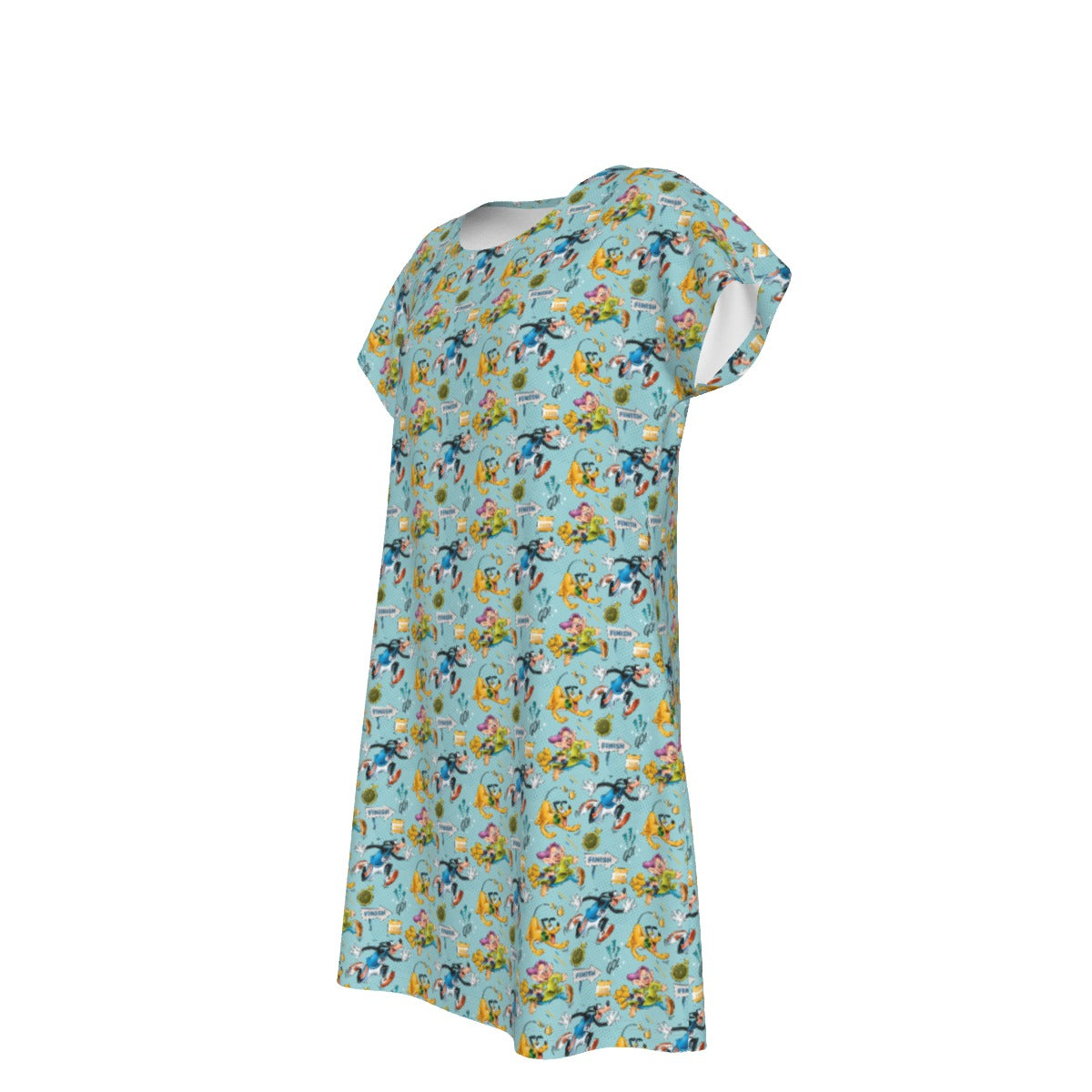 Cheerful Race Day Dashers - Women's T-Shirt Dress