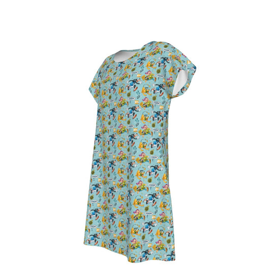 Cheerful Race Day Dashers - Women's T-Shirt Dress