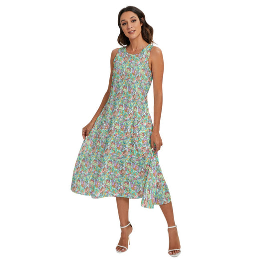 Tattoo Hearts Space Cowboys & Friends - Women’s Diagonal Pocket Midi Dress