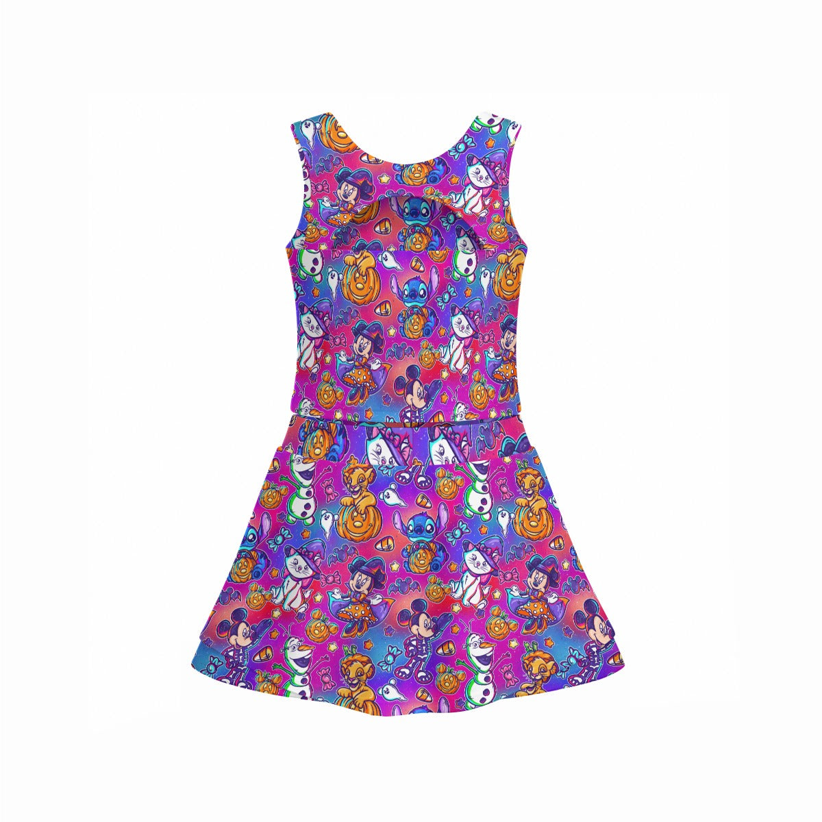 Classic Character Halloween Mashup - Women’s Athletic Skort Set with Open-Back Crop Top