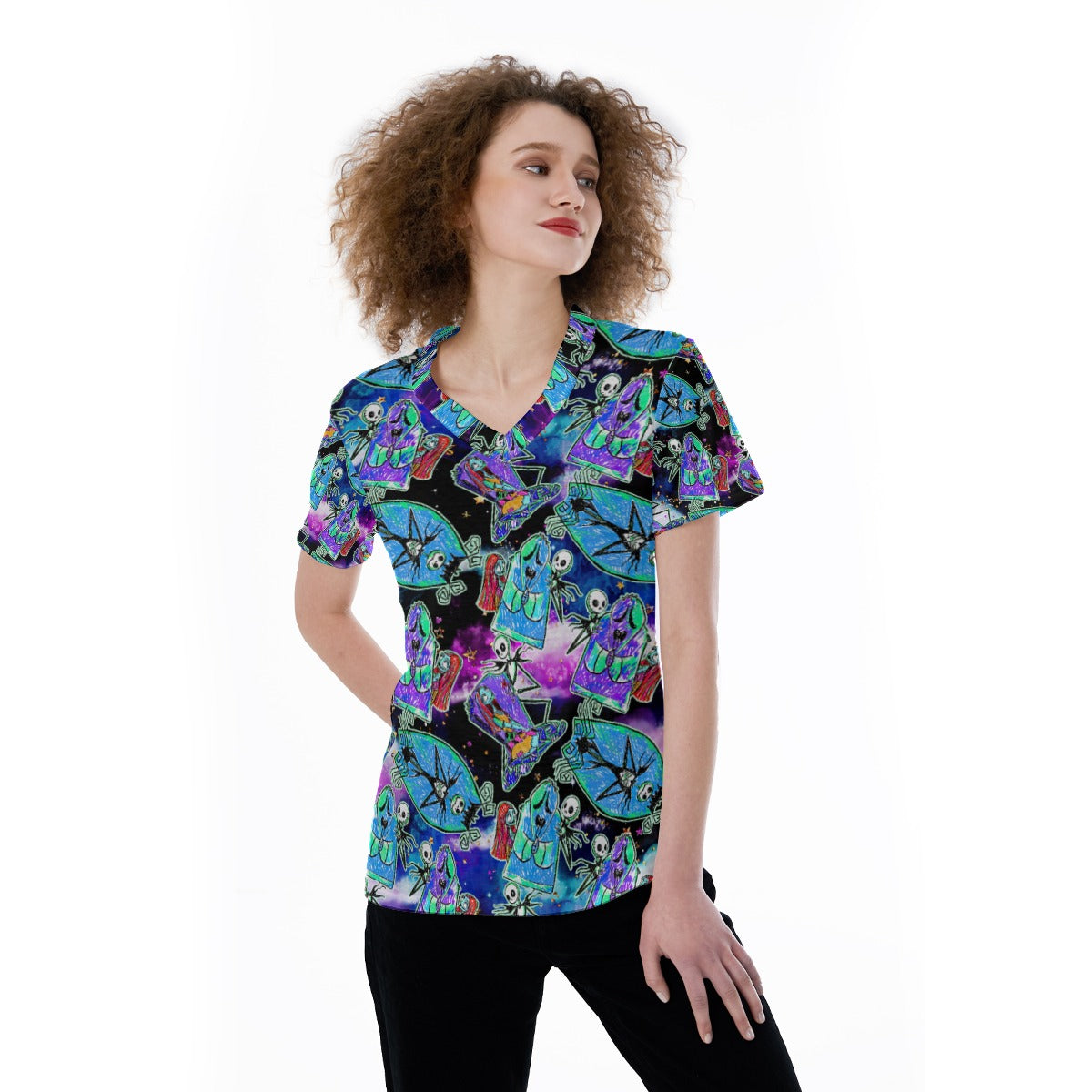 Haunting Romance Sketchched - Women's Short Sleeve V-Neck T-Shirt
