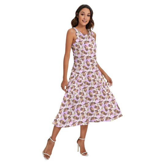 Ballerina Hippos - Women’s Diagonal Pocket Midi Dress