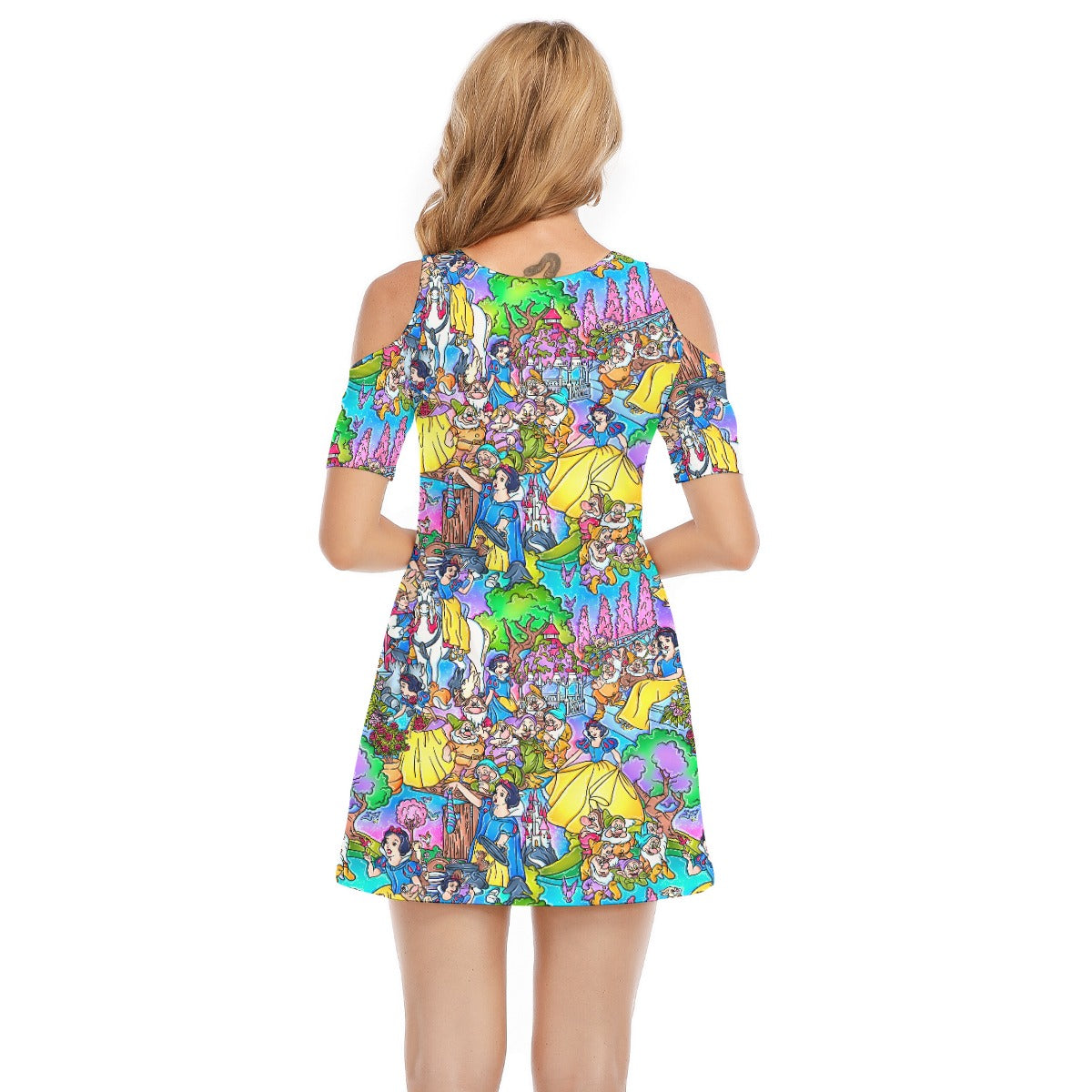 Fairest Princess Storybook Scenes - Women's Cold Shoulder Cotton Dress