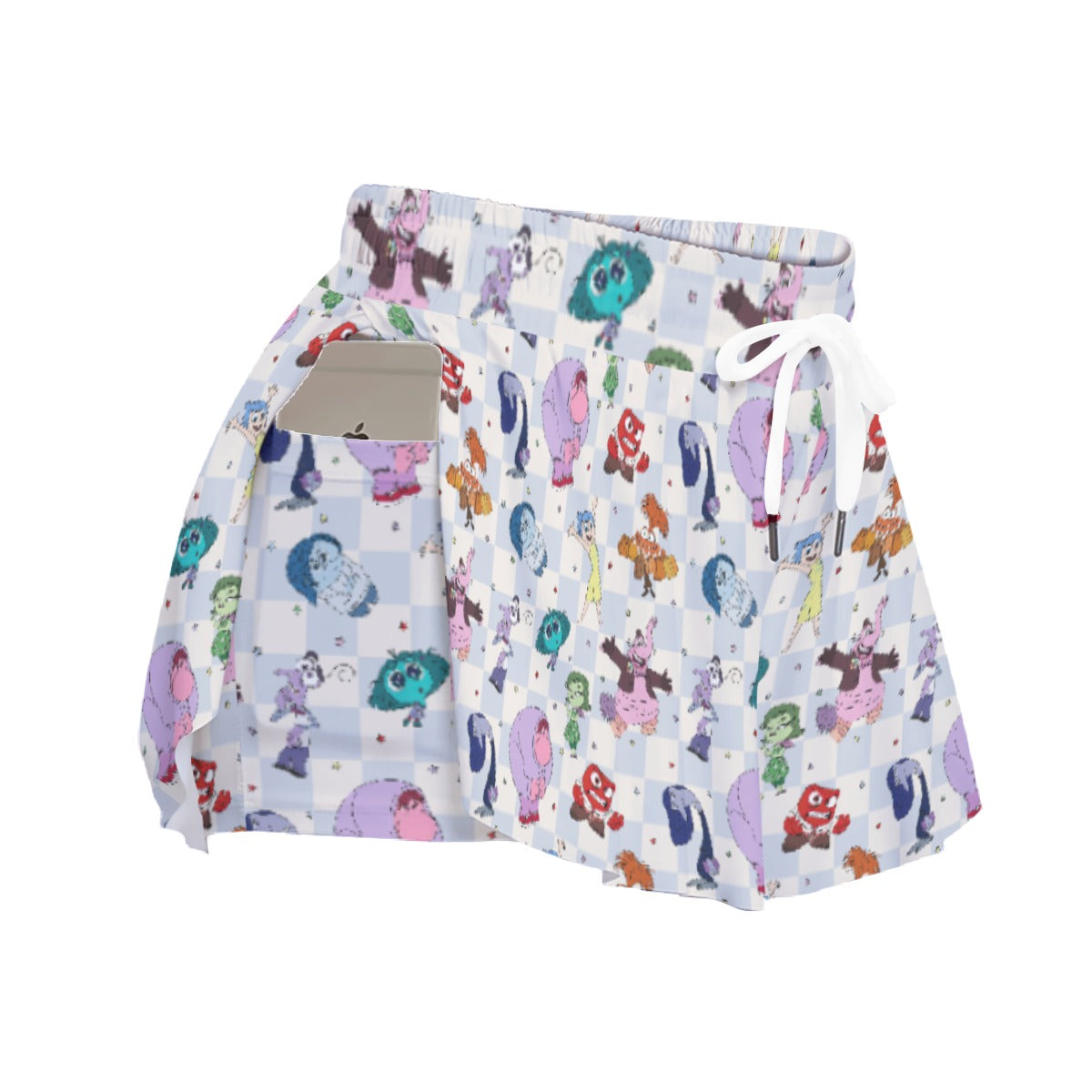 Blue Check Emotional Spectrum - Women's Flowy Pocket Shorts