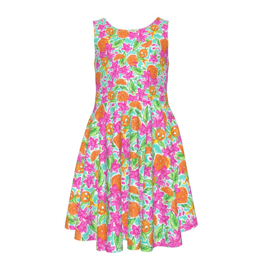 Tropical Citrus Bloom - Kid's Sleeveless Skater Dress