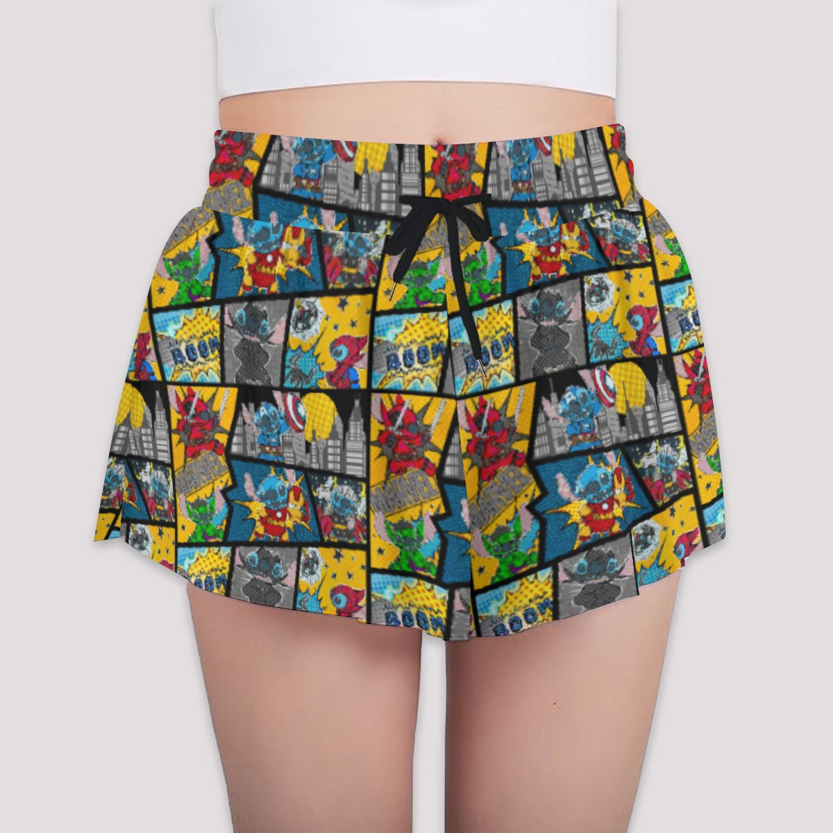 Superhero Stitch - Comic Action - Girls’ Flowy Pocket Shorts
