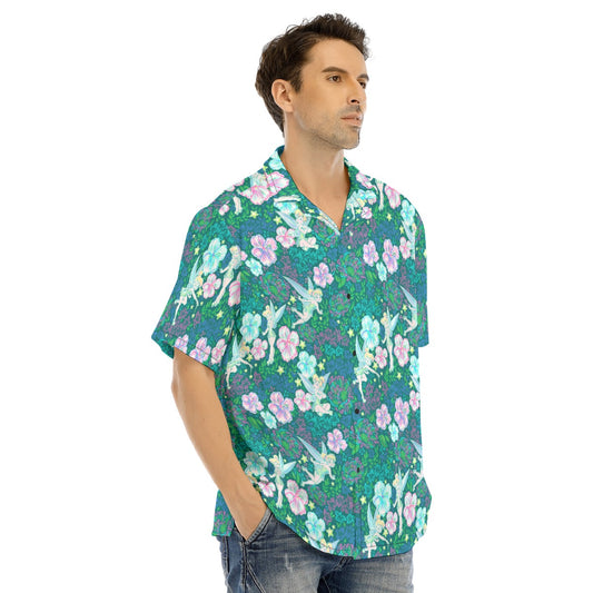 Pixie in Neon Blooms - Men's Hawaiian Button Up Shirt