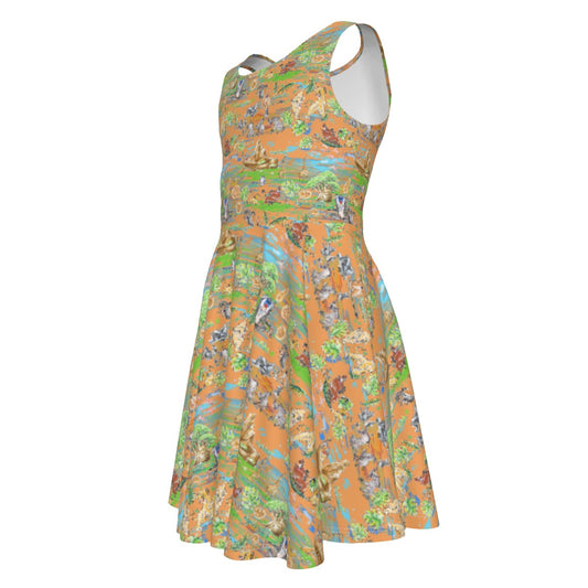 Simba’s Savanna Sunset - Kid's Sleeveless Skater Dress