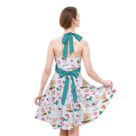 Island Pig & Rooster Duo - Women's Halter Vintage Pocket Dress