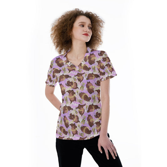 Ballerina Hippos - Women's Short Sleeve V-Neck T-Shirt