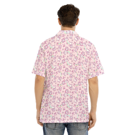 Rainbow Bow Kitty - Men's Hawaiian Button Up Shirt