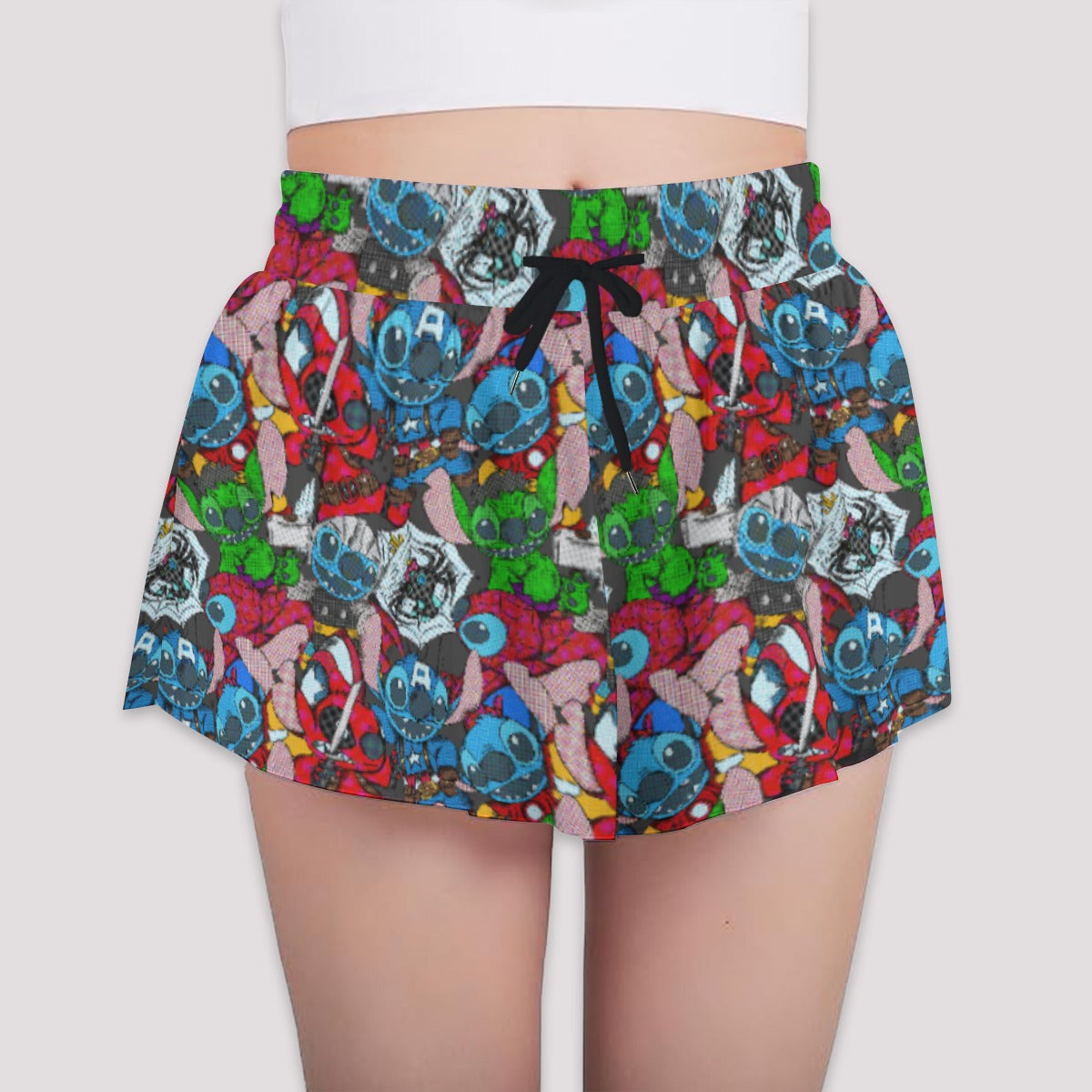 Superhero Stitch - Heroes Assembled - Girls’ Flowy Pocket Shorts