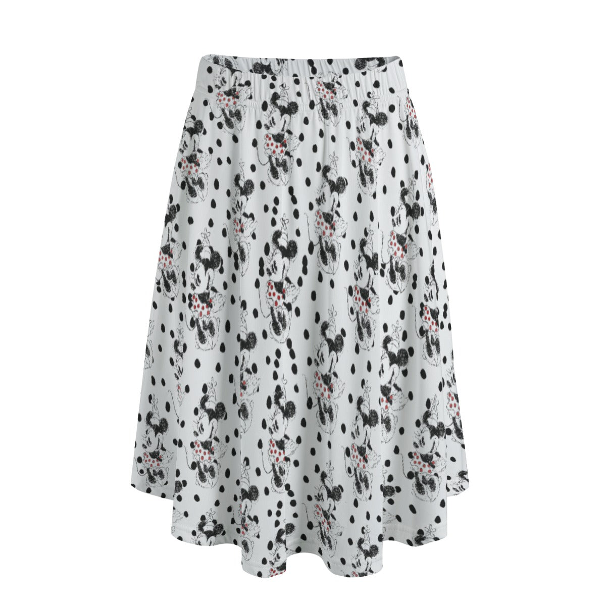 Sketch of Polka Dot Mouse - Women’s Pocket Midi Skirt