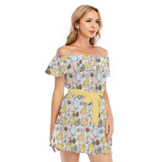 Silly Old Bear - Women's Off-shoulder Ruffle Dress
