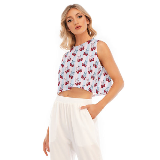 Cherry Ear Bows - Women’s Sleeveless Cropped Tee